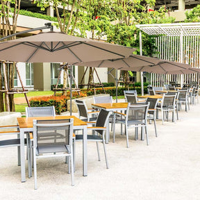 10FT Offset Patio Umbrella with 40 Solar LED Lights & Cross Base, Large Outdoor Cantilever Umbrella for Sun Rain