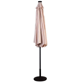 10FT Patio Umbrella with Solar LED Lights & Crank, Easy Tilt Outdoor Market Umbrella for Backyard, Poolside, Deck
