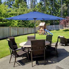 10FT Patio Umbrella with Solar LED Lights & Crank, Easy Tilt Outdoor Market Umbrella for Backyard, Poolside, Deck