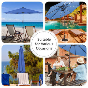 10FT Patio Umbrella with Solar LED Lights & Crank, Easy Tilt Outdoor Market Umbrella for Backyard, Poolside, Deck
