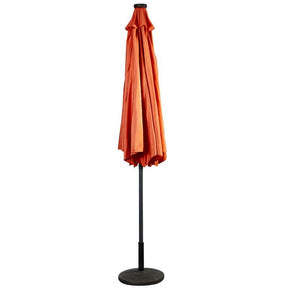 10FT Patio Umbrella with Solar LED Lights & Crank, Easy Tilt Outdoor Market Umbrella for Backyard, Poolside, Deck