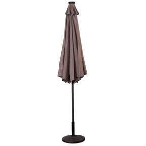 10FT Patio Umbrella with Solar LED Lights & Crank, Easy Tilt Outdoor Market Umbrella for Backyard, Poolside, Deck