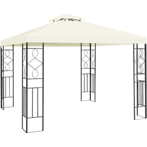 10 x 10 FT Patio Metal Gazebo with 2 Tier Vented Roof, Outdoor Canopy Gazebo Tent Grill BBQ Shelter