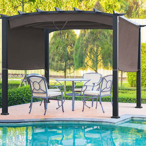 10 x 10 FT Patio Metal Pergola with Retractable Canopy Heavy-Duty Outdoor Pergola for Deck Backyard Garden