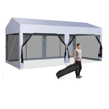 10 x 20 FT Pop-Up Canopy Tent Car Garage Shelter Screen House Party Tent with Removable Sidewalls & Wheeled Bag