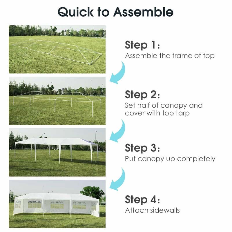 10 x 30 FT Outdoor Canopy Tent Party Wedding Event Tent with 5 Removable Sidewalls