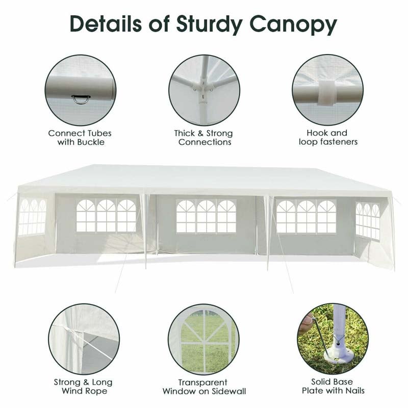 10 x 30 FT Outdoor Canopy Tent Party Wedding Event Tent with 5 Removable Sidewalls
