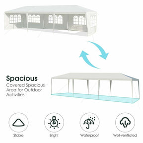 10 x 30 FT Outdoor Canopy Tent Party Wedding Event Tent with 5 Removable Sidewalls