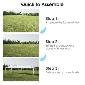 10 x 30 FT Outdoor Canopy Tent, Party Wedding Event Tent with Strong Connection Stakes & Ropes