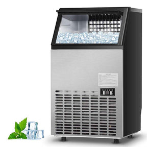 110 LBS/24H Undercounter Commercial Ice Maker, Stainless Steel Built-in Self-Cleaning Ice Machine w/ 33LBS Storage & 24H Timer for Home Bar Restaurant