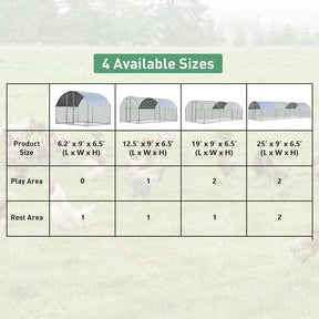 12.5 FT Large Metal Chicken Coop, Walk-in Dome Poultry Cage Hen Run House Rabbits Habitat Cage with Waterproof & UV-Resistant Cover for Backyard