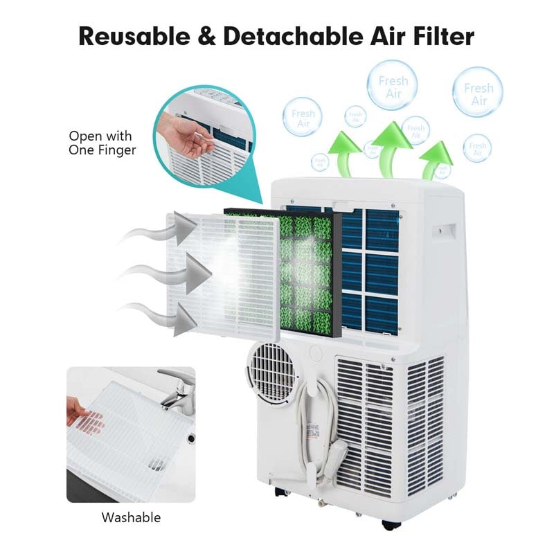 12000 BTU 4-in-1 Portable Air Conditioner with Heat Cool Fan Dry & Sleep Modes, WiFi & Alexa Control AC Unit for Rooms Up to 450 Sq.ft