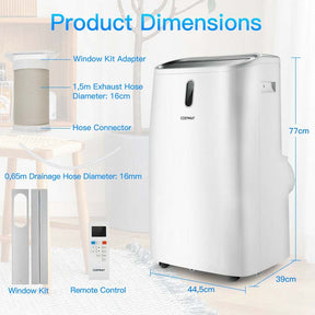 12000 BTU 4-in-1 Portable Air Conditioner with Heat Cool Fan Dry & Sleep Modes, WiFi & Alexa Control AC Unit for Rooms Up to 450 Sq.ft