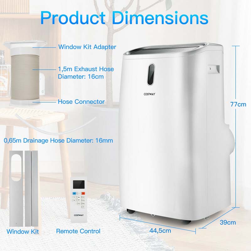 12000 BTU 4-in-1 Portable Air Conditioner with Heat Cool Fan Dry & Sleep Modes, WiFi & Alexa Control AC Unit for Rooms Up to 450 Sq.ft