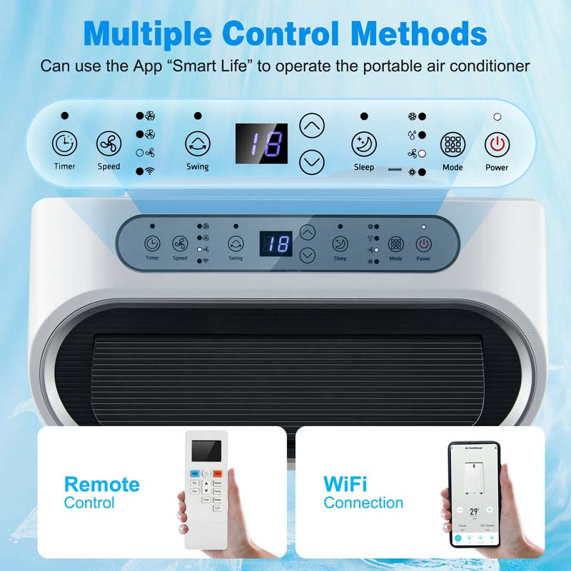 12000 BTU 4-in-1 Portable Air Conditioner with Heat Cool Fan Dry & Sleep Modes, WiFi & Alexa Control AC Unit for Rooms Up to 450 Sq.ft