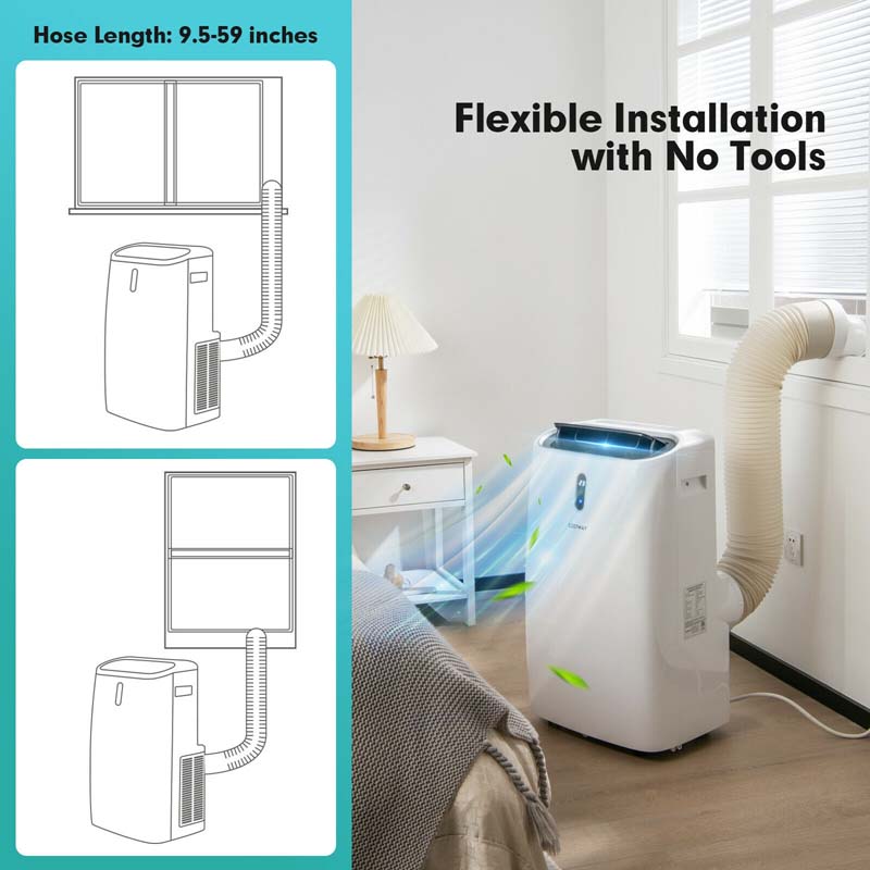12000 BTU 4-in-1 Portable Air Conditioner with Heat Cool Fan Dry & Sleep Modes, WiFi & Alexa Control AC Unit for Rooms Up to 450 Sq.ft
