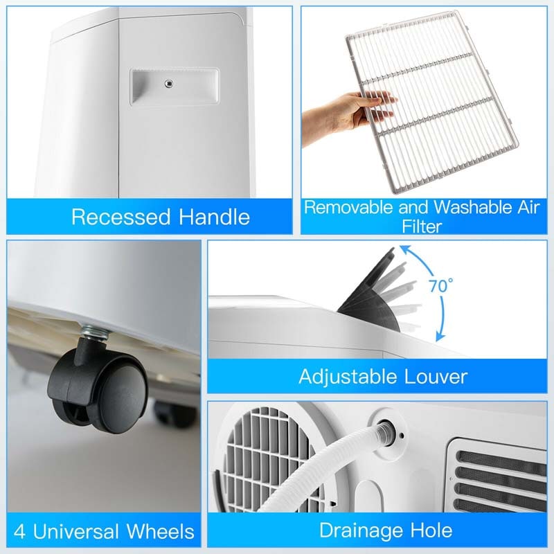 12000 BTU 4-in-1 Portable Air Conditioner with Heat Cool Fan Dry & Sleep Modes, WiFi & Alexa Control AC Unit for Rooms Up to 450 Sq.ft