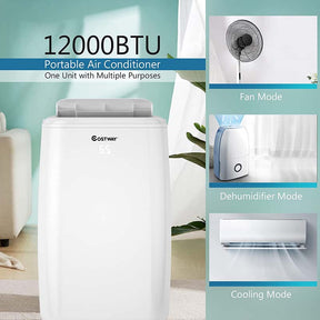 12000 BTU 3-in-1 Portable Air Conditioner Air Cooler Fan Dehumidifier with Remote Control, 3 Speeds & Sleep Mode