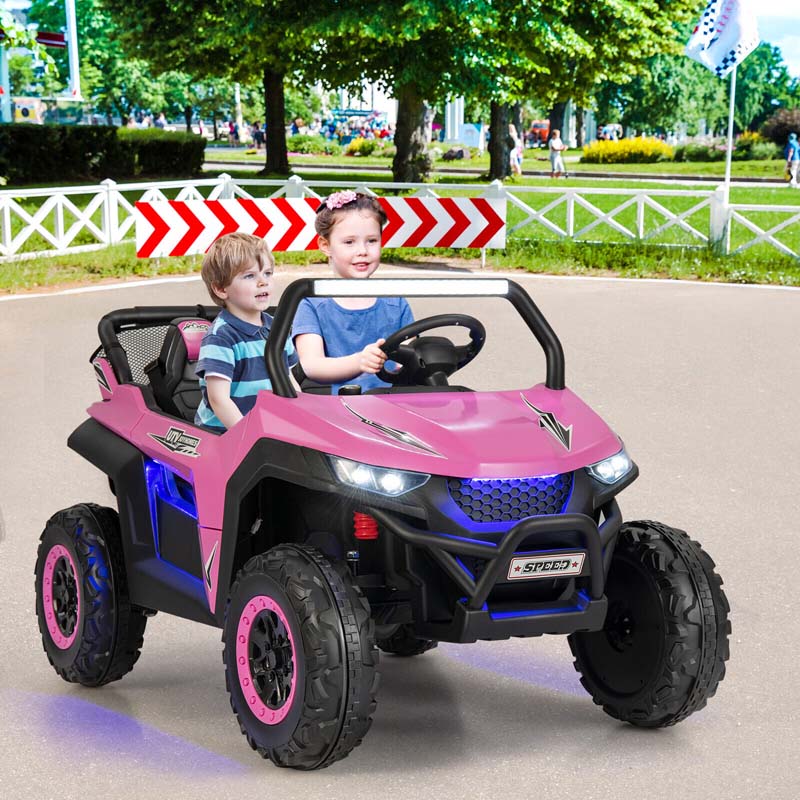 12V 2-Seater Kids Ride On UTV Car, Battery Powered Electric Vehicle with Remote Control, Lights & Music, Ride On Toy Car for Boys Girls Gifts