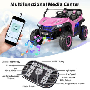 12V 2-Seater Kids Ride On UTV Car, Battery Powered Electric Vehicle with Remote Control, Lights & Music, Ride On Toy Car for Boys Girls Gifts