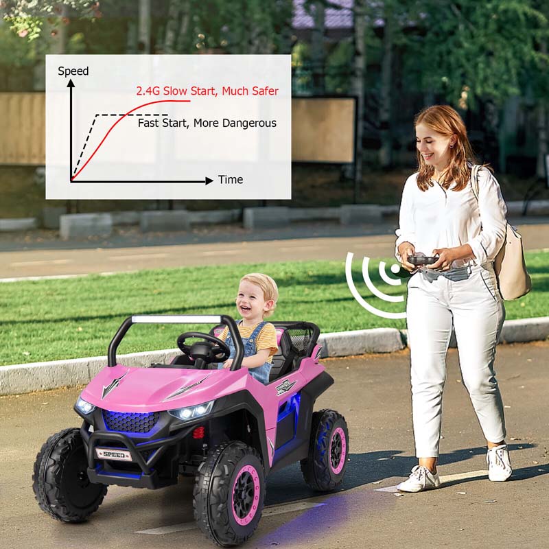 12V 2-Seater Kids Ride On UTV Car, Battery Powered Electric Vehicle with Remote Control, Lights & Music, Ride On Toy Car for Boys Girls Gifts