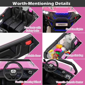 12V 2-Seater Kids Ride On UTV Car, Battery Powered Electric Vehicle with Remote Control, Lights & Music, Ride On Toy Car for Boys Girls Gifts