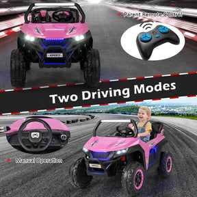12V 2-Seater Kids Ride On UTV Car, Battery Powered Electric Vehicle with Remote Control, Lights & Music, Ride On Toy Car for Boys Girls Gifts