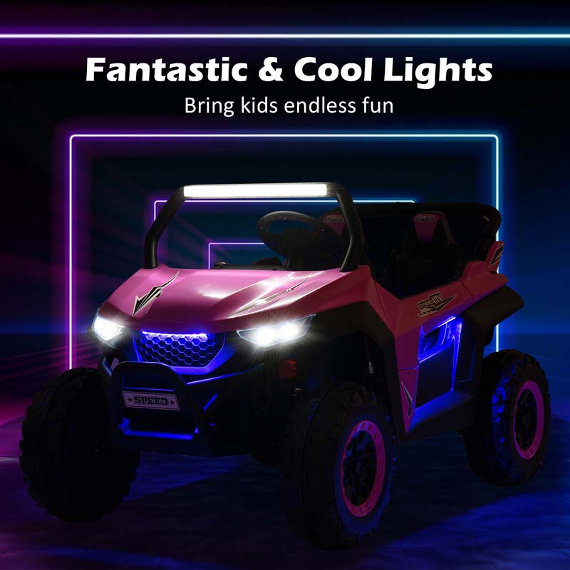 12V 2-Seater Kids Ride On UTV Car, Battery Powered Electric Vehicle with Remote Control, Lights & Music, Ride On Toy Car for Boys Girls Gifts