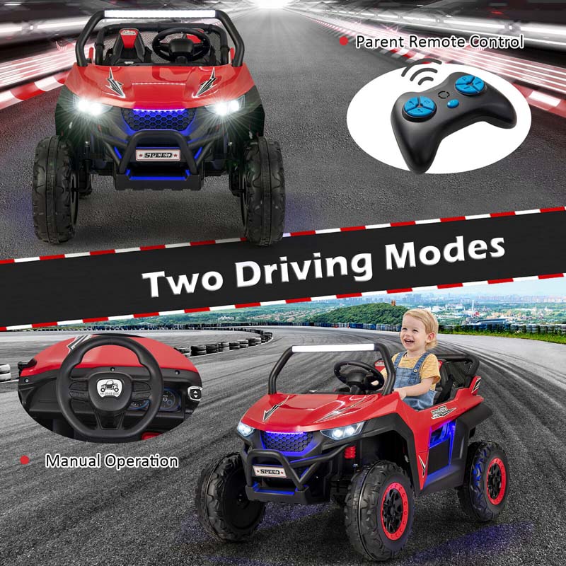 12V 2-Seater Kids Ride On UTV Car, Battery Powered Electric Vehicle with Remote Control, Lights & Music, Ride On Toy Car for Boys Girls Gifts