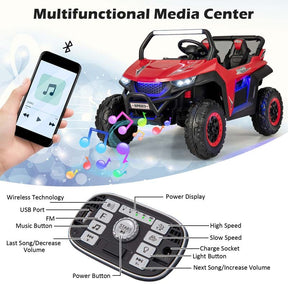 12V 2-Seater Kids Ride On UTV Car, Battery Powered Electric Vehicle with Remote Control, Lights & Music, Ride On Toy Car for Boys Girls Gifts