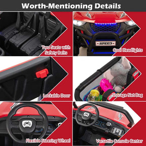 12V 2-Seater Kids Ride On UTV Car, Battery Powered Electric Vehicle with Remote Control, Lights & Music, Ride On Toy Car for Boys Girls Gifts