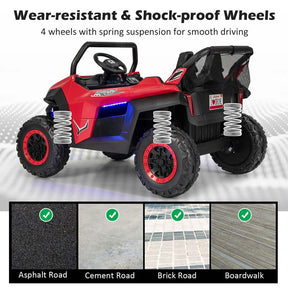 12V 2-Seater Kids Ride On UTV Car, Battery Powered Electric Vehicle with Remote Control, Lights & Music, Ride On Toy Car for Boys Girls Gifts