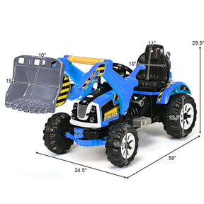 Kids Ride on Excavator, 12V Battery Powered Construction Vehicle Dumper Truck Toy with Front Loader Shovel