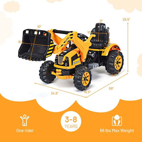 Kids Ride on Excavator, 12V Battery Powered Construction Vehicle Dumper Truck Toy with Front Loader Shovel