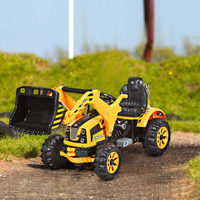 Kids Ride on Excavator, 12V Battery Powered Construction Vehicle Dumper Truck Toy with Front Loader Shovel