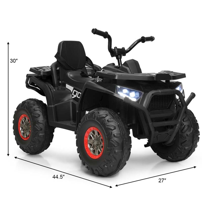 12V Kids Electric ATV with 2 Speeds, LED Lights, Music & MP3, Ride-On Car 4-Wheeler Quad for Ages 3+ Boys & Girls Gifts