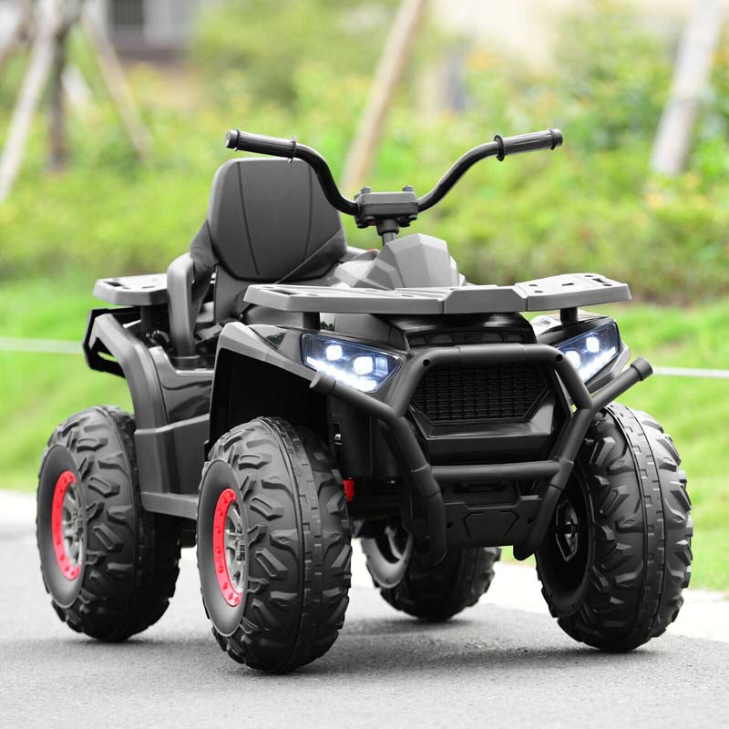 12V Kids Electric ATV with 2 Speeds, LED Lights, Music & MP3, Ride-On Car 4-Wheeler Quad for Ages 3+ Boys & Girls Gifts