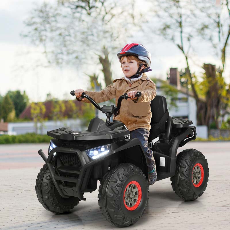 12V Kids Electric ATV with 2 Speeds, LED Lights, Music & MP3, Ride-On Car 4-Wheeler Quad for Ages 3+ Boys & Girls Gifts