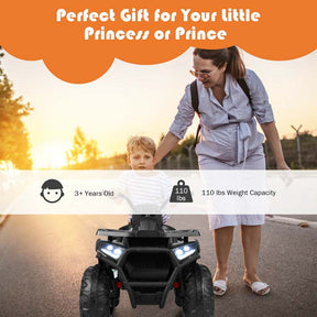 12V Kids Electric ATV with 2 Speeds, LED Lights, Music & MP3, Ride-On Car 4-Wheeler Quad for Ages 3+ Boys & Girls Gifts