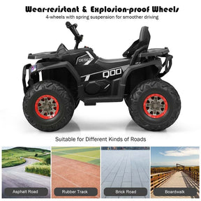 12V Kids Electric ATV with 2 Speeds, LED Lights, Music & MP3, Ride-On Car 4-Wheeler Quad for Ages 3+ Boys & Girls Gifts
