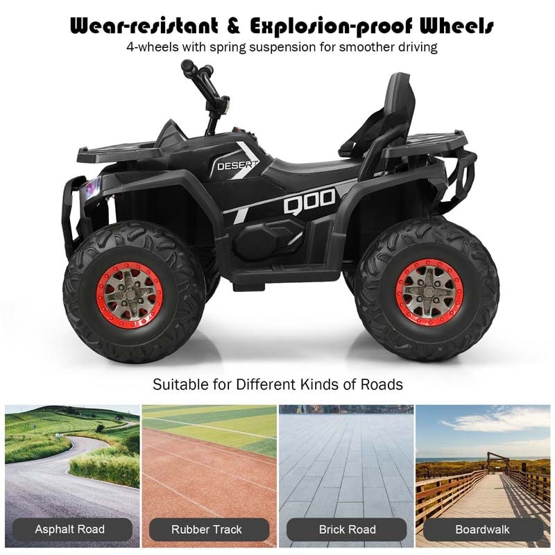 12V Kids Electric ATV with 2 Speeds, LED Lights, Music & MP3, Ride-On Car 4-Wheeler Quad for Ages 3+ Boys & Girls Gifts