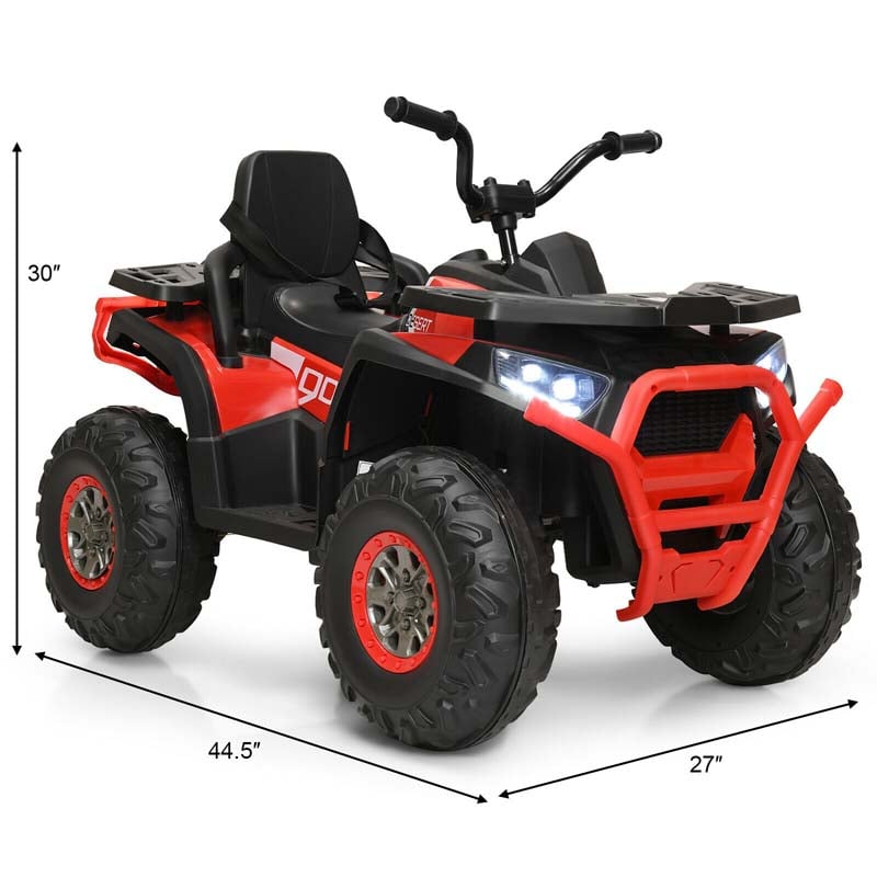 12V Kids Electric ATV with 2 Speeds, LED Lights, Music & MP3, Ride-On Car 4-Wheeler Quad for Ages 3+ Boys & Girls Gifts