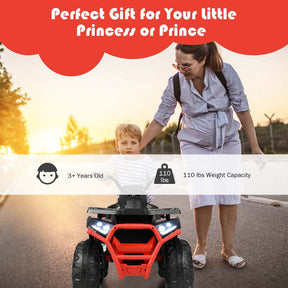 12V Kids Electric ATV with 2 Speeds, LED Lights, Music & MP3, Ride-On Car 4-Wheeler Quad for Ages 3+ Boys & Girls Gifts