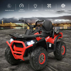 12V Kids Electric ATV with 2 Speeds, LED Lights, Music & MP3, Ride-On Car 4-Wheeler Quad for Ages 3+ Boys & Girls Gifts
