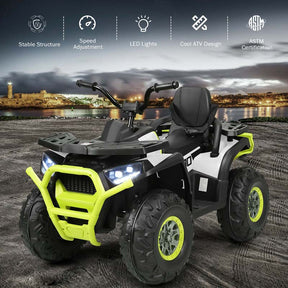 12V Kids Electric ATV with 2 Speeds, LED Lights, Music & MP3, Ride-On Car 4-Wheeler Quad for Ages 3+ Boys & Girls Gifts