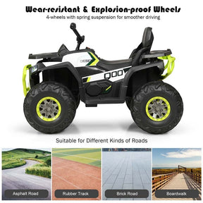 12V Kids Electric ATV with 2 Speeds, LED Lights, Music & MP3, Ride-On Car 4-Wheeler Quad for Ages 3+ Boys & Girls Gifts