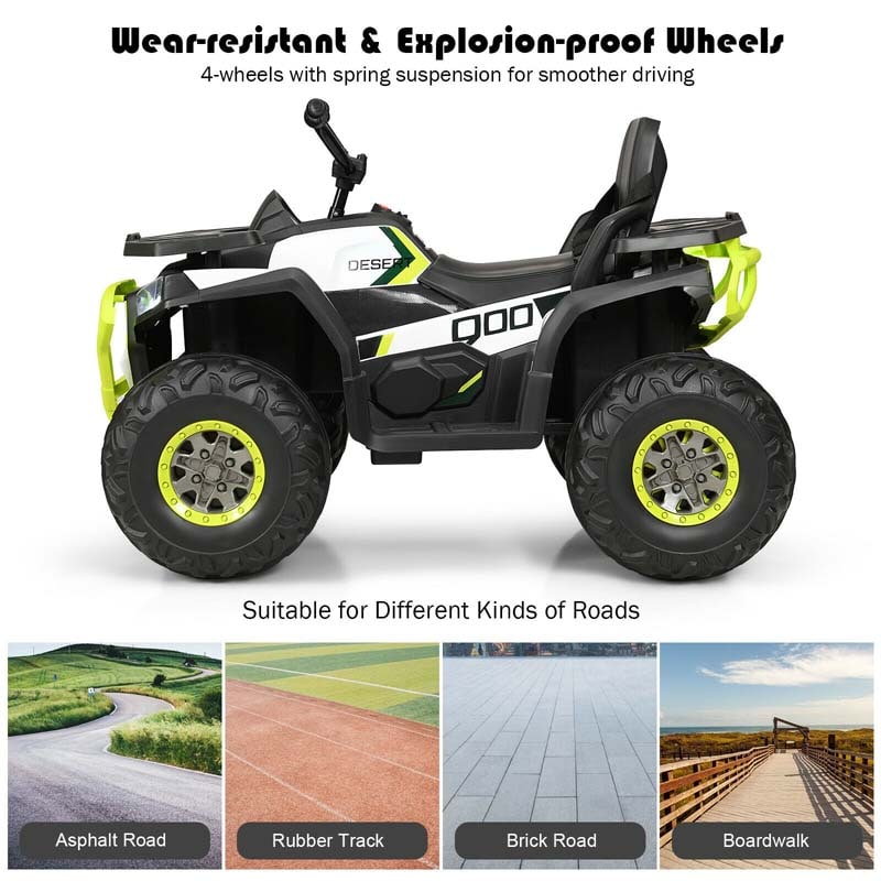 12V Kids Electric ATV with 2 Speeds, LED Lights, Music & MP3, Ride-On Car 4-Wheeler Quad for Ages 3+ Boys & Girls Gifts