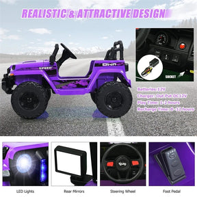 Kids Ride on Jeep Truck 12V Battery Powered Electric Vehicle with 2.4G Remote Control