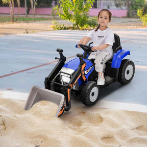 12V Kids Ride On Excavator with Remote Control, Adjustable Digging Bucket & 3 Speeds, Electric Construction Vehicle Toy Tractor for Boys Girls