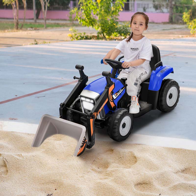 12V Kids Ride On Excavator with Remote Control, Adjustable Digging Bucket & 3 Speeds, Electric Construction Vehicle Toy Tractor for Boys Girls